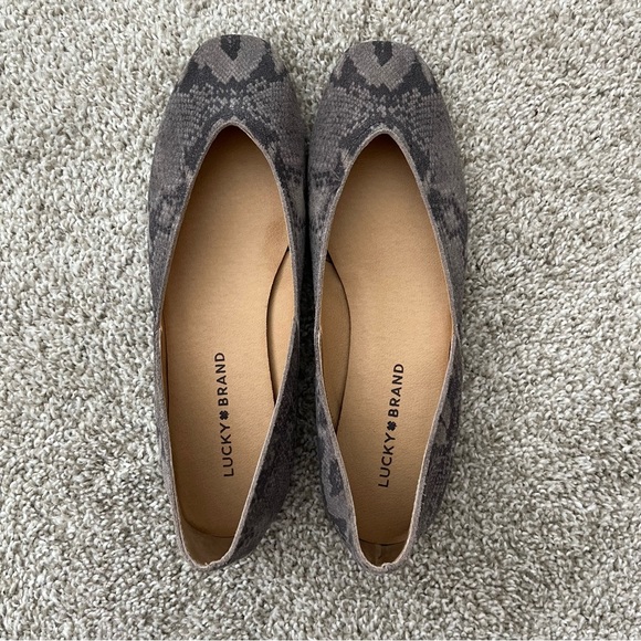 Lucky Brand Alba Flat Grey/Black Snakeskin Leather Suede Women’s Size 8.5M - Picture 4 of 6